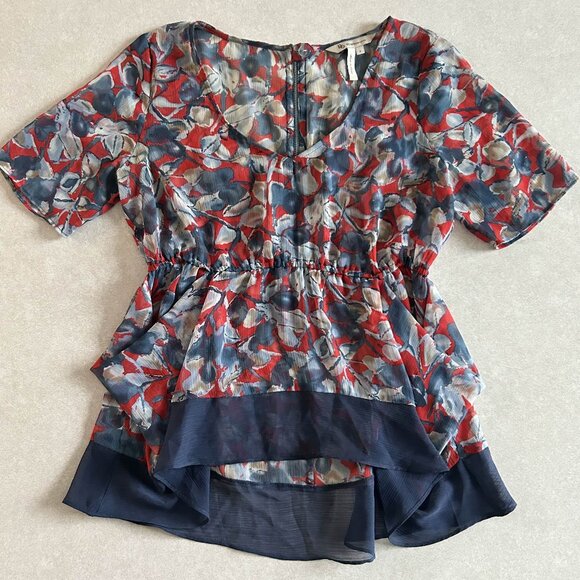 Red and Navy Sheer Floral Blouse ASO Alex Russo - Picture 2 of 6